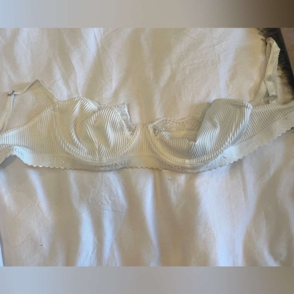 Lounge underwear ribbed balconette white bra.